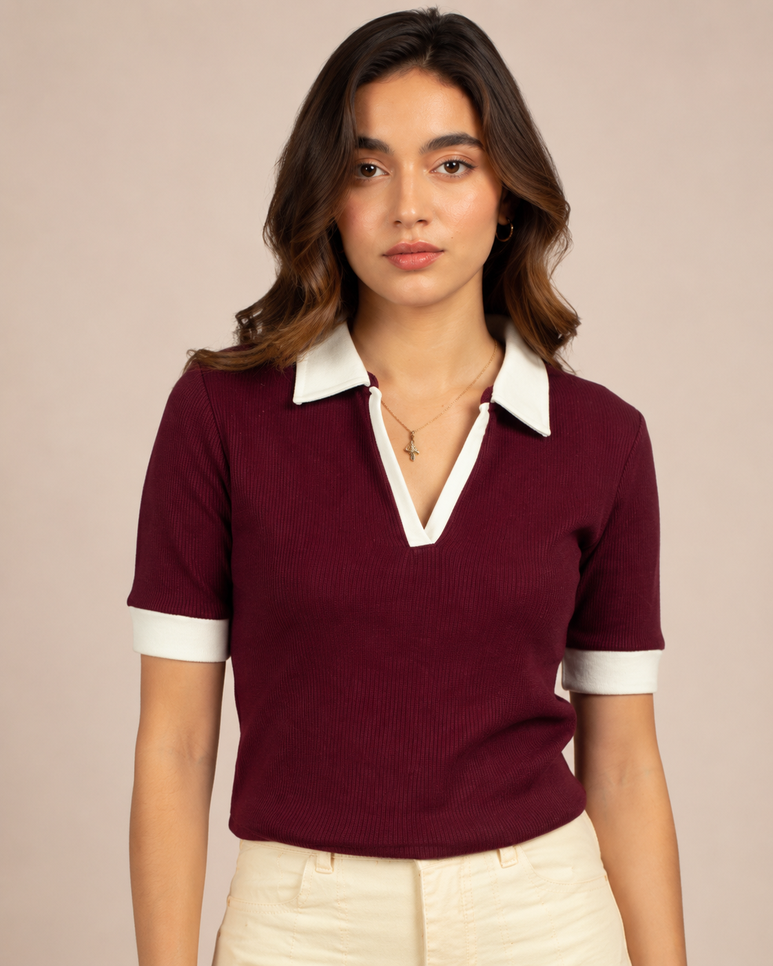 Classic Ribbed Polo - Maroon❤️