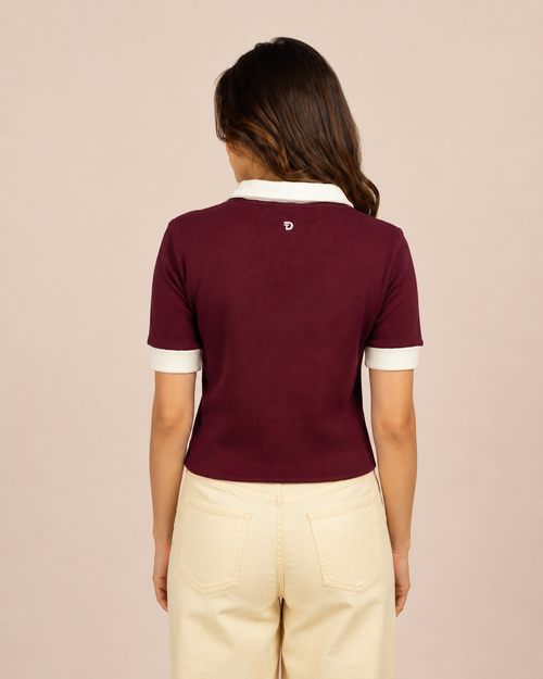 Classic Ribbed Polo - Maroon❤️