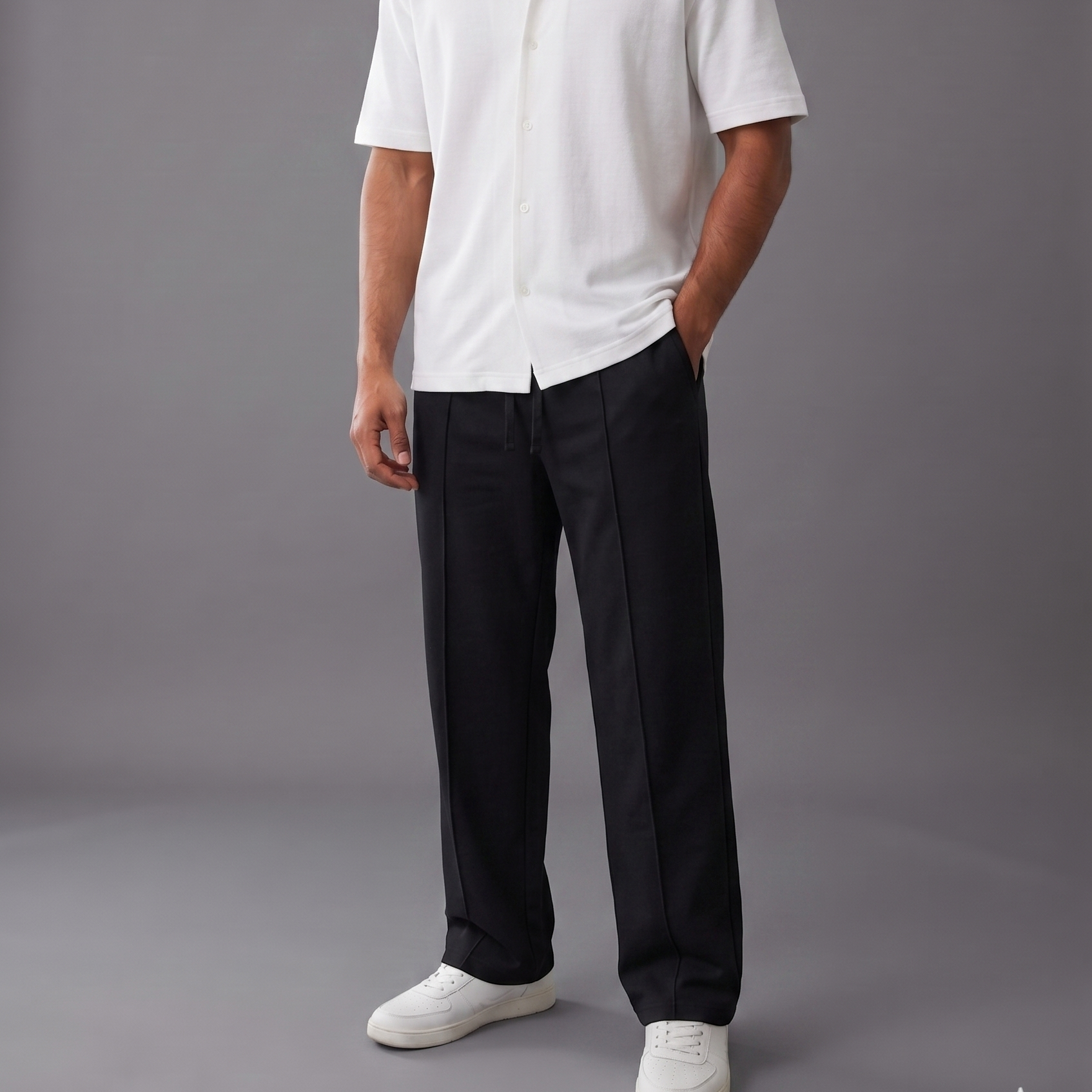 BERSHKA Baggy Trouser - BLACK