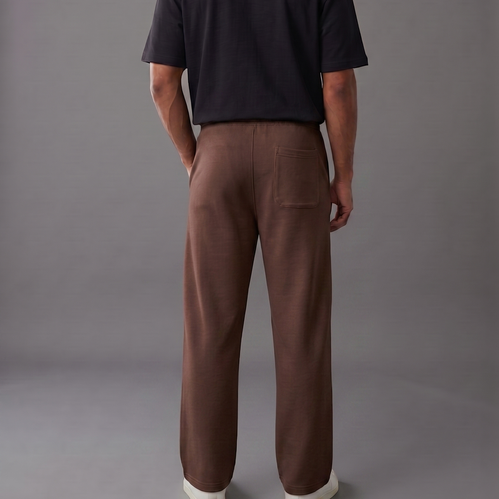 BERSHKA Baggy Trouser - CHOCOLATE BROWN