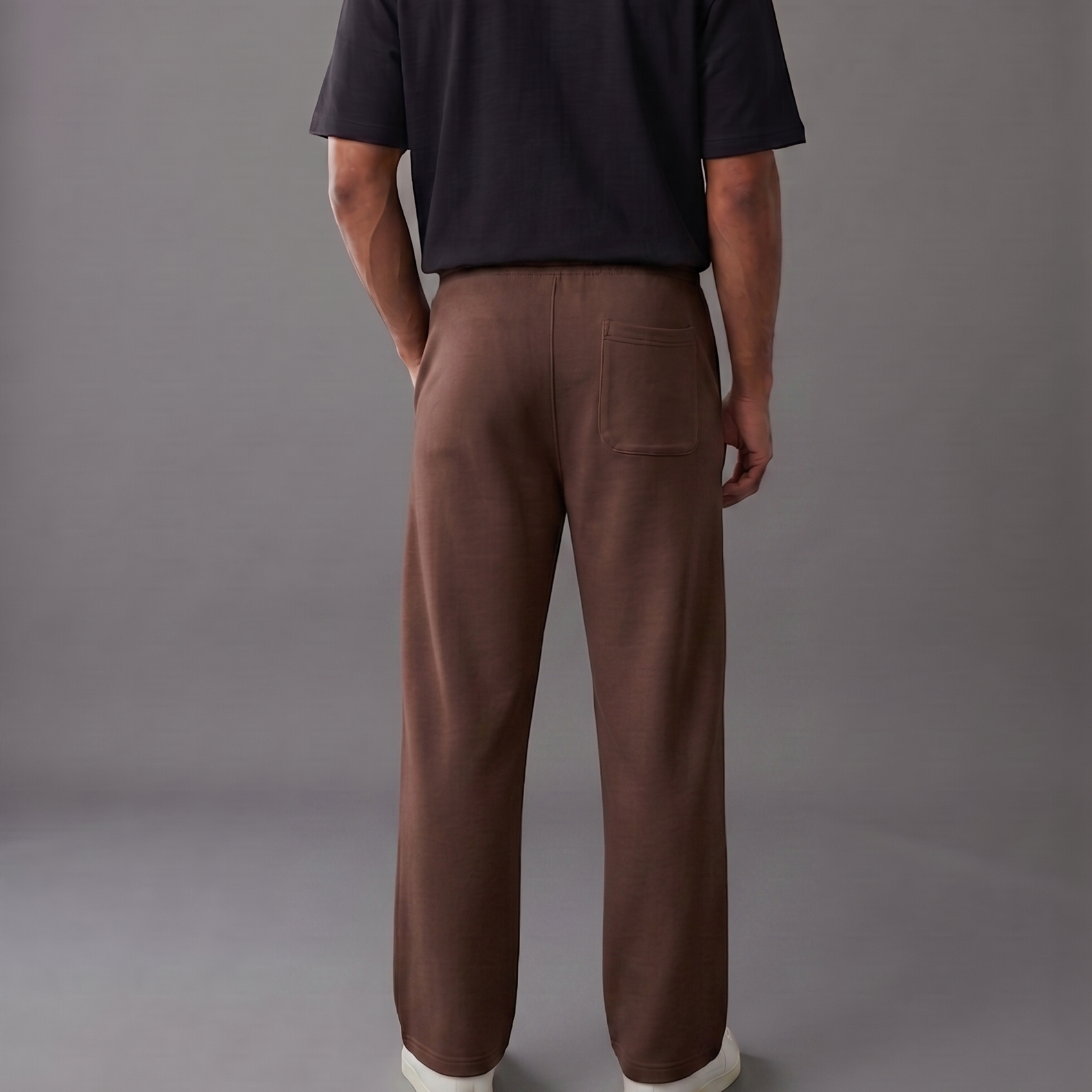 BERSHKA Baggy Trouser - CHOCOLATE BROWN