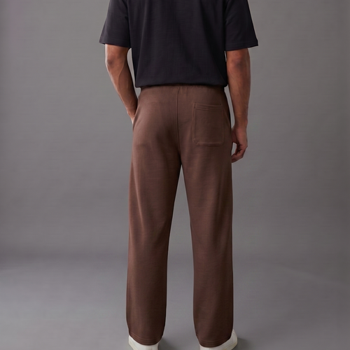 BERSHKA Baggy Trouser - CHOCOLATE BROWN
