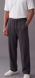 BERSHKA Baggy Trouser - CHARCOAL