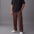 BERSHKA Baggy Trouser - CHOCOLATE BROWN