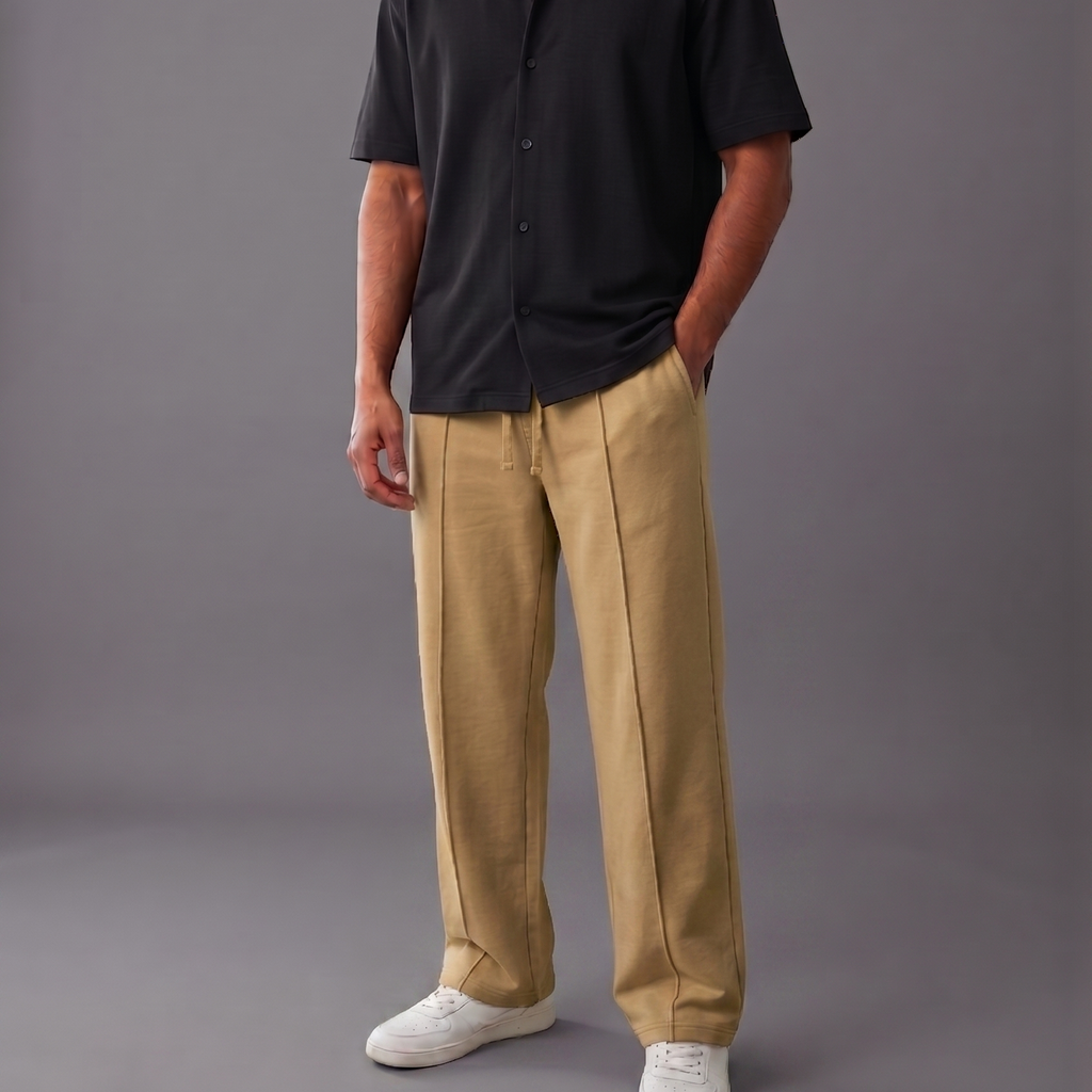 BERSHKA Baggy Trouser - CAMEL