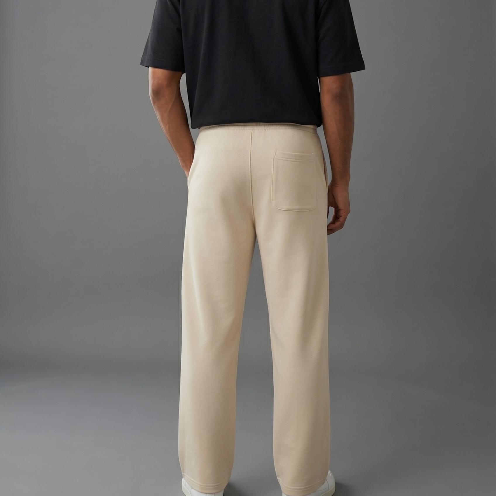BERSHKA Baggy Trouser - BEIGE